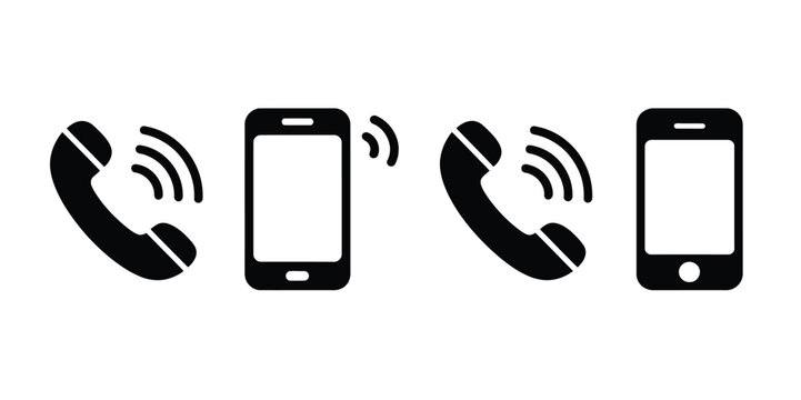 Phone icons ringing call smartphone flat vector design