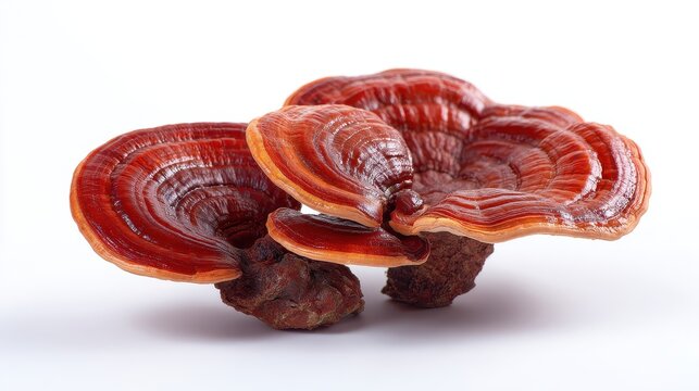 Ganoderma lucidum reishi mushroom isolated on white background