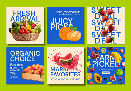 Fresh Organic Fruit Social Media Promotion Template Pack
