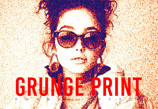 Grunge Print Photo Effect Mockup