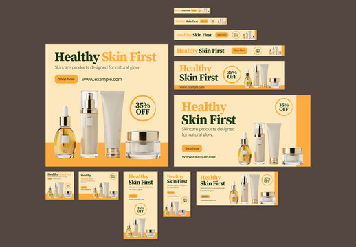Healthy Skin Care Product Promotion Web Banner Set