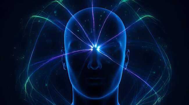 Digital Visualization of Human Head with Energy Rays Emanating from Third Eye