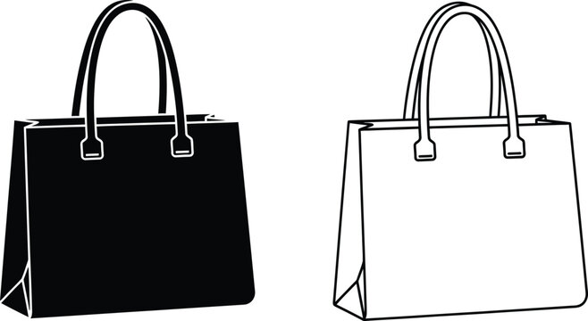 Black and white handbag illustration Vector