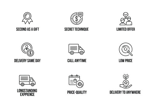 Minimalist UX and Marketing Icons Set