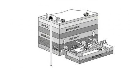 Diagram of geological layers with time periods and fossils. © Kulo