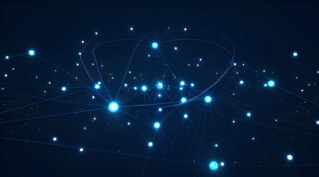 Abstract representation of a interconnected network with glowing nodes and connecting lines