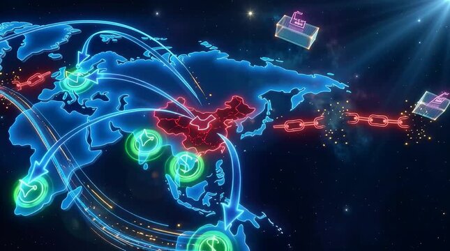 Friendshoring Supply Chain Rerouting Animation 2026 loop