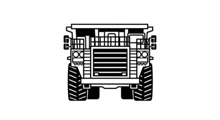 Front View of a Heavy Mining Dump Truck Illustration. © Cuhh