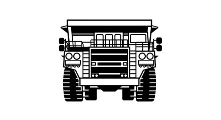 Front View of a Heavy-Duty Mining Dump Truck Illustration. © Cuhh