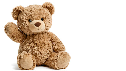 Obraz premium Cuddly Bear's Gentle Welcome: A plush teddy bear, exuding warmth and charm, extends a friendly wave, inviting comfort and companionship. 