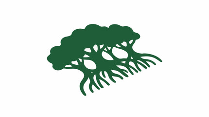Fototapeta premium Mangrove Tree Icon with Intertwined Roots in a Stylized Green Silhouette