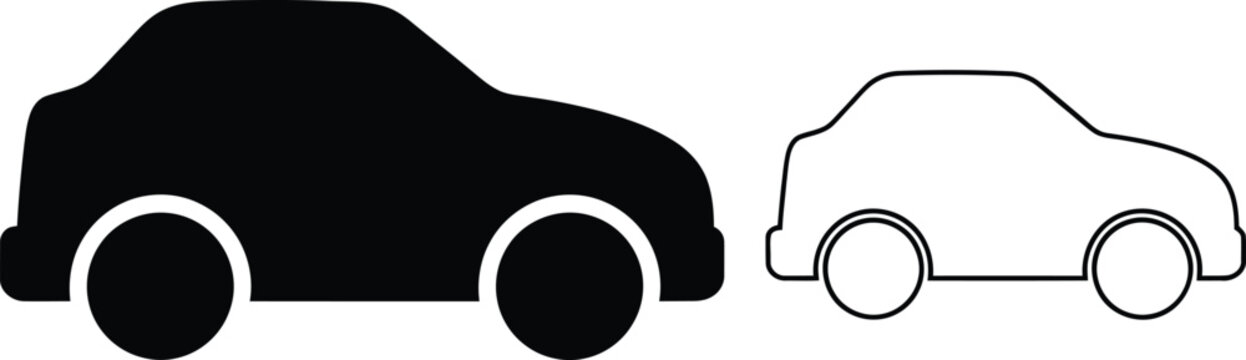 Black and white car silhouettes side by side Vector