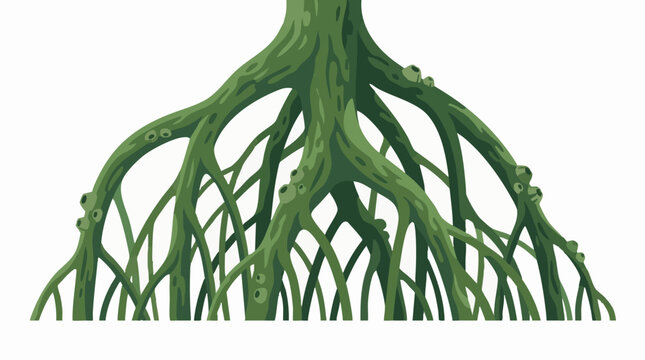 Mangrove Root System Illustration with Prominent Arching Prop Roots