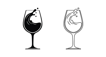 Two wine glasses with liquid splashes a bold striking silhouette © MdShifulIslam