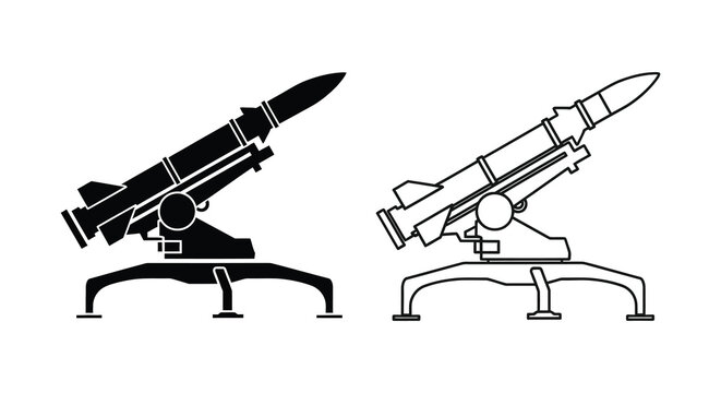 Two depictions of a surface to air missile system a striking silhouette