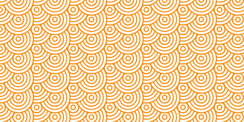 Fototapeta premium abstract brown spirla polka decoration fabric pattern. seamless waves pattern with circles overlap swirl fabric vector overlapping textile background.