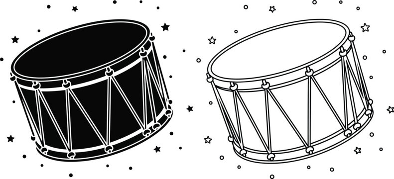 Drums and music symbols Vector