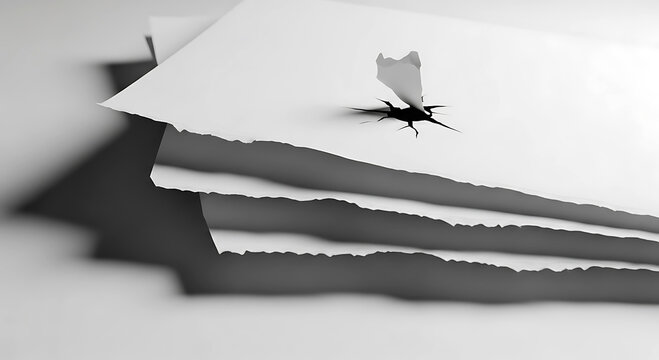 Impactful visual of precise ballistics creating dramatic bullet holes in paper, highlighting destruction and force