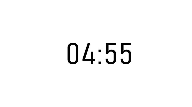 Minimalist digital five minute countdown