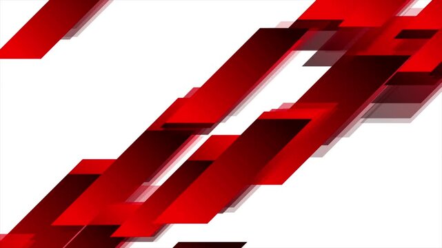 Bright red shiny glossy geometric tech abstract background. Futuristic minimal motion design. Seamless loop. Video animation Ultra HD 4K 3840x2160