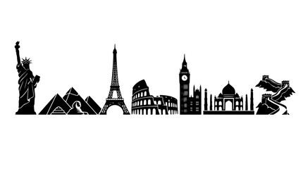 Naklejka premium Famous landmarks of the world in a vector illustration