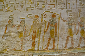 Fototapeta premium The famous tomb with paintings of Merenptah KV8 in the Valley of the Kings. Luxor, Egypt