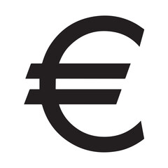 Obraz premium Euro currency symbol black isolated on white background, financial concept illustration