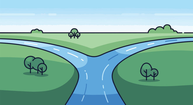 A clear illustration of a divergent path, symbolizing life's crucial decision points and alternative routes. This image represents choices, new