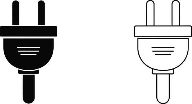 Black and white electrical plug icons Vector