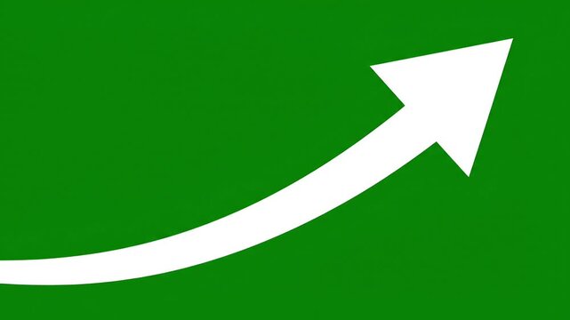 White Growth Arrow on Green Screen for Business and Finance Presentations
