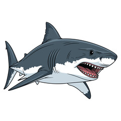Fototapeta premium Great White Shark Cartoon Vector Illustration