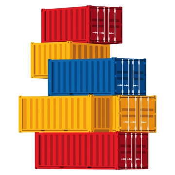 Stacked Multicolor Shipping Cargo Container Vector Illustration