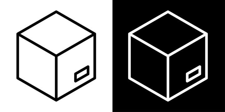 Shipping label icon in outline style showing package with label tag, representing delivery, logistics, parcel tracking, e commerce shipping and order management.
