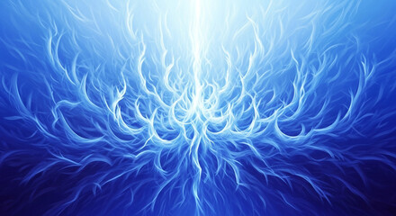Obraz premium 3d rendering of glowing blue neural network with electric impulses on dark background