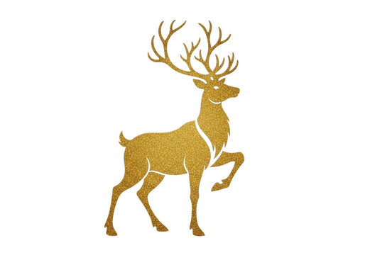 Golden deer isolated on transparent background, a symbol of elegance, grace, and natures beauty, perfect for festive decorations and artistic designs