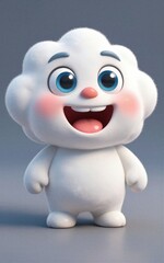 Naklejka premium Cute cloud character with big blue eyes and a joyful smiling