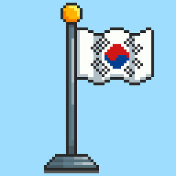 Pixel art South Korea Flag game asset design