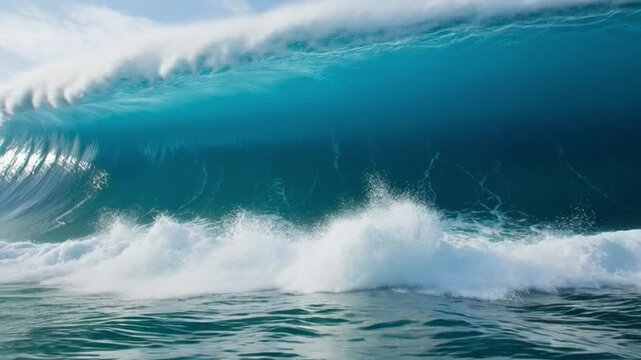 Ocean wave cresting in sunlight showcasing water and environment