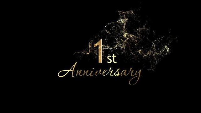 Congratulations on the 1st anniversary, congratulations with gold particles and a transparent background, alpha channel