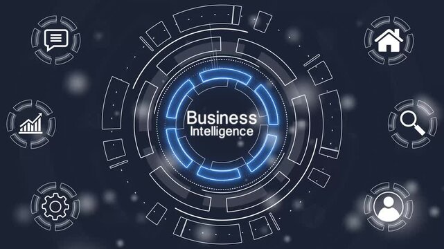 Business Business, technology, Internet and network concept. glowing animation on black background. 4k motion graphics video.