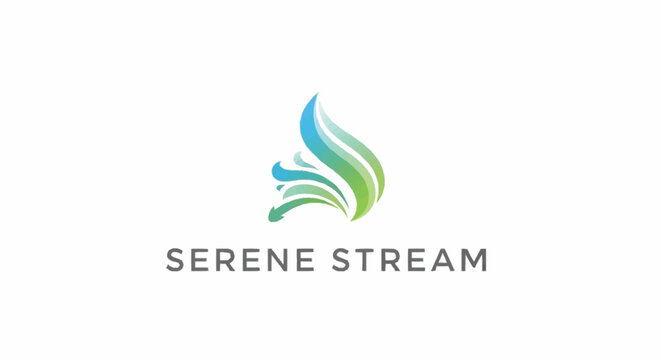 Serene Stream logo with blue green waves.