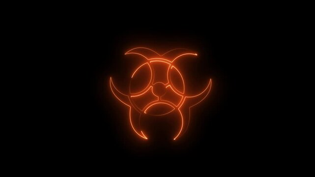 Glowing Orange Biohazard Symbol on Black Background Radiation Warning Sign radiation symbol orange glow