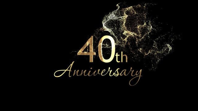 Congratulations on the 40th anniversary, congratulations with gold particles and a transparent background, alpha channel