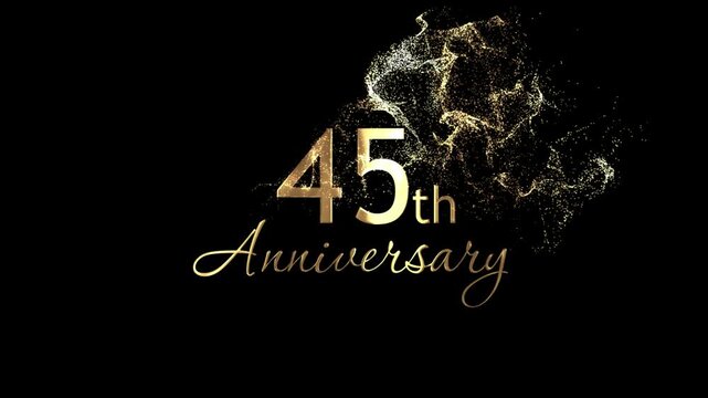 Congratulations on the 45th anniversary, congratulations with gold particles and a transparent background, alpha channel