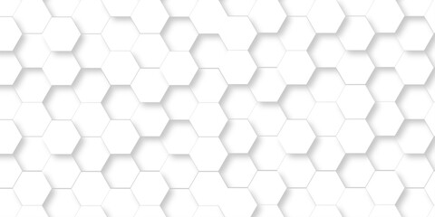 Fototapeta premium White abstract hexagonal paper background. Luxury White grid Pattern. Futuristic emboss honeycomb mosaic white background. geometric mesh cell texture. modern futuristic wallpaper.