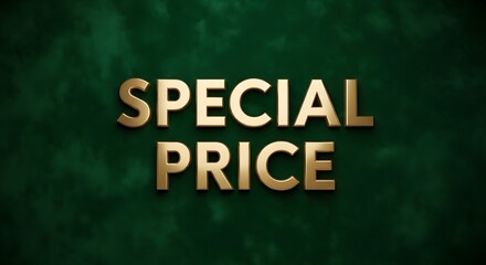 Obraz premium Gold Special Price 3D Text on Luxury Green Textured Background