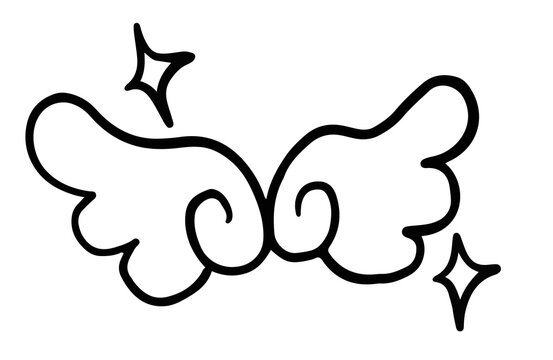 Hand drawn angel wing outlines for cartoon, comic, colouring book, art, painting, mascot, kid costume, school event, decoration, human, people, fairy tale, plush toy, kid doll, sticker, cute patch