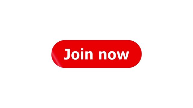 Simple animation of cursor icon clicking Join now Button. Pack of animated templates for video editing. A set of flat design animated templates for web design or app design. Alpha channel, 4K