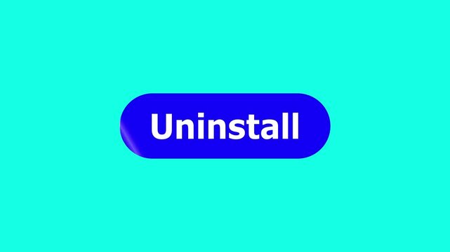 Simple animation of cursor icon clicking Uninstall Button. Pack of animated templates for video editing. A set of flat design animated templates for web design or app design. Alpha channel, 4K