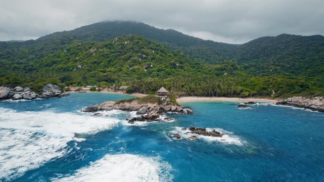 Tayrona National Park: Tropical Beach Paradise with Hut and Mountains